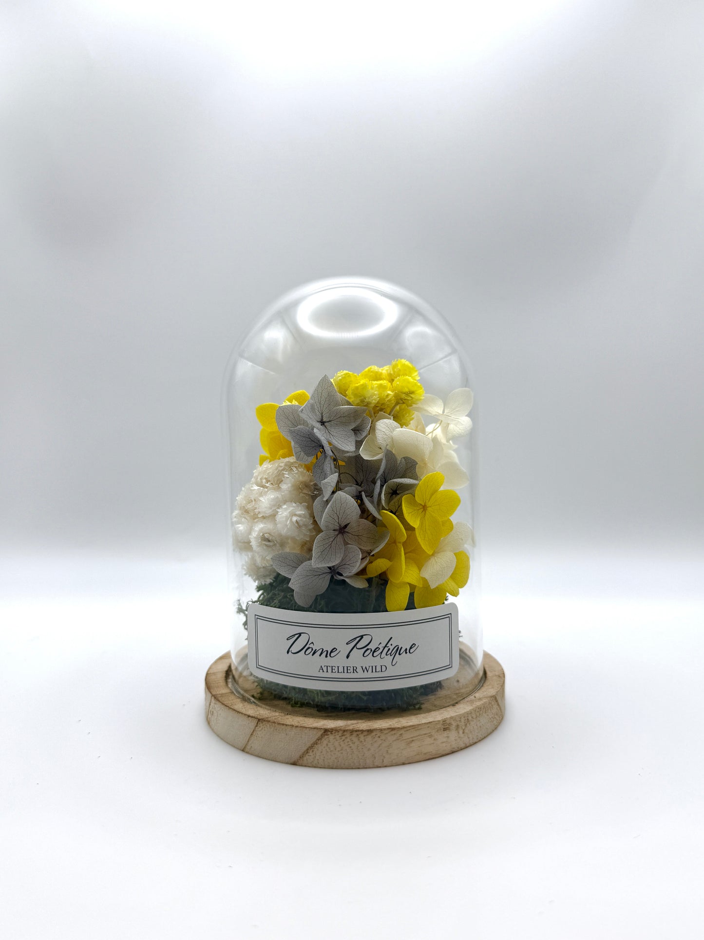 Dôme Poétique "Farandole de Pétales" Jaune Gris Blanc