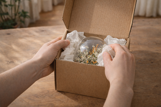 dome botanique dans une boite en kraft