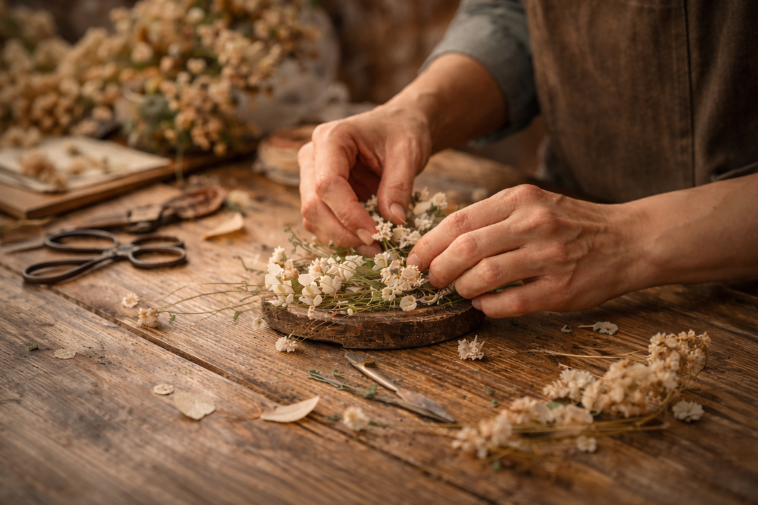 mains au travail à l'atelier