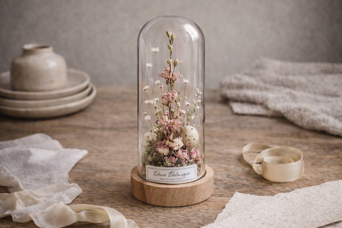 Dome botanique sur un e table d'atelier