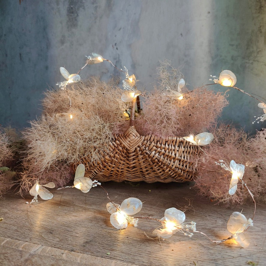 Guirlande 20 LED blanc chaud – lumière allumée dans un panier