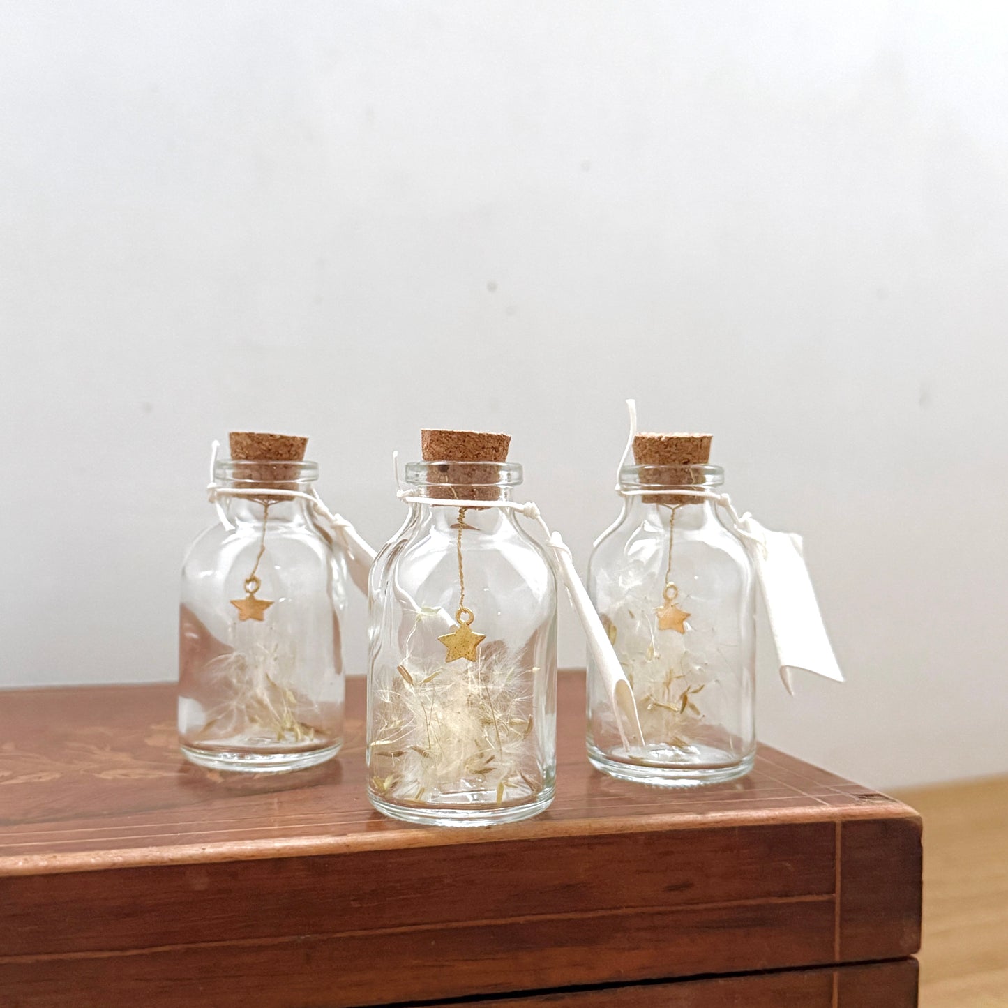 Petit flacon poétique – Étoile & graines de pissenlit